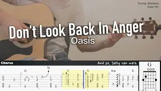Don't Look Back In Anger - Oasis | Fingerstyle Guitar | TAB + Chords + Lyrics