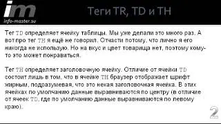 Теги TR, TD и TH