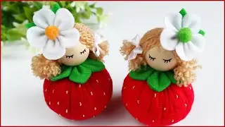 🍓Чудесная Куколка Клубничка🍓Как сшить Куклу из фетра/Doll Strawberry DIY