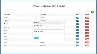 PHP Ajax Crud using JQuery UI Dialog