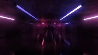 4K Flashing Neon Lights Tubes in Concrete Tunnel Rave Glow Reflections