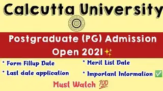 Calcutta University PG Admission 2021 | Official Notification - cu pg admission 2021 | MA/MSc/Mcom