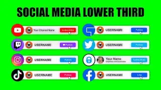 Social Media Lower Third Animation For Your Videos - GREEN SCREEN