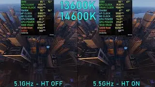 13600K/14600K: 5.5GHz (HT-On) vs 5.1GHz (HT-Off) Temp,TDP [ 5 Games - Low ]