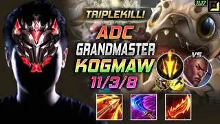 GrandMaster Kog'Maw ADC vs Lucian - 천상계 장인 원딜 코그모 템트리 룬 루난 치속 コグ＝マウ Ког'Мао 深渊巨口 寇格魔 - LOL KR 11.17