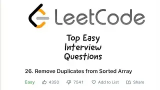 Leetcode: Remove Duplicates From Sorted Array (Facebook Interview Question)