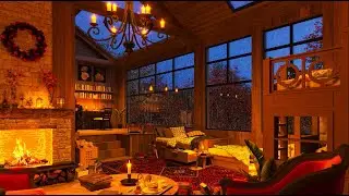 Autumn Cozy Cabin with Relaxing Rain Sounds and Crackling Fireplace | Cozy Fall