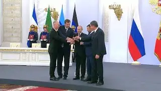 Подписание договоров о принятии ДНР, ЛНР, Запорожской и Херсонской областей в состав России.