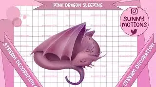 Cute Baby Pink Dragon Sleeping Stream Decoration, Animal Twitch Overlay For OBS, Vtubers, Streamlabs