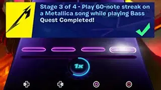 How to EASILY Play 60-note streak on a Metallica song while playing Bass in Fortnite locations Quest