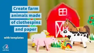 Create farm animals of paper and clothespins. Easy craft for children. DIY. How to?