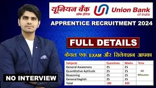 UNION BANK OF INDIA APPRENTICE RECRUITMENT 2024 | All India Vacancy | Apply Onlline