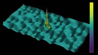 3D render of waves in a random medium, shown in their index of refraction landscape