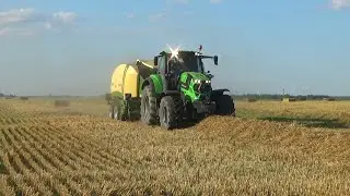 Трактор Deutz-Fahr 6215 c Krone BigPack 1270 прессует солому в СПК "Гигант"