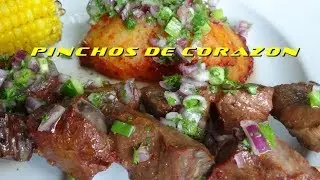 Шашлык из говяжьего  сердца/ Anticuchos - receta peruana/Pinchos de corazón/