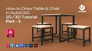 How to Draw Table & Chair Set in AutoCAD | 2D / 3D Tutorial ( Part - 2 )