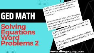 GED Math - Equation Word Problems 2