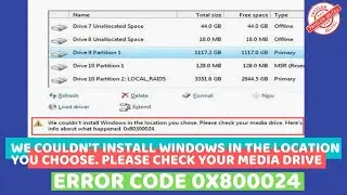 We Couldnt Install Windows in the Location you choose. Please Check your Media Drive
