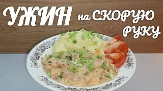 УЖИН на СКОРУЮ РУКУ. БЫСТРО ОБЖАРИВАЕМ ОВОЩИ с МЯСОМ и ЗАЛИВАЕМ СМЕТАННОЙ ЗАЛИВКОЙ
