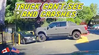 TRUCK HITS A CAR RIGHT IN FRONT OF IT BECAUSE DRIVER HAS NO VISIBILITY | Road Rage USA & Canada