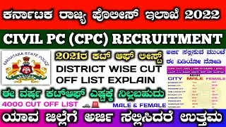 CPC CUT OFF LIST 2022 | civil pc cut off list 2022 | civil police constable cut off list 2022 