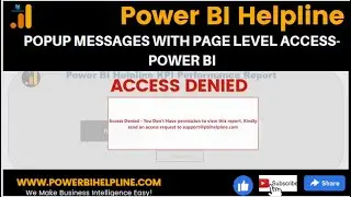 PAGE LEVEL SECURITY IN POWER BI | POP-UP MESSAGE WITH PAGE LEVEL SECURITY IN POWER BI
