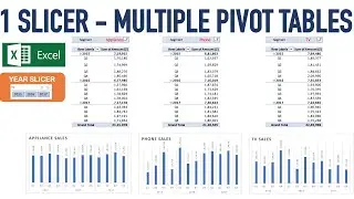 Excel Pivot Table Tutorial (Part 4) - 1 Slicer for Multiple Pivot Tables