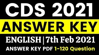 CDS 2021 Answer Key English Solved Paper, 7th Feb