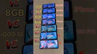 2GB RAM 😈 vs 4GB RAM vs 8GB vs iPhone vs POCO X6💀 vs POCO F6 - FREEFIRE TEST #freefire #shorts