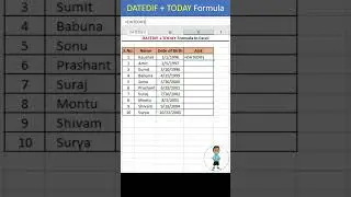 DATEDIF  TODAY Formula In Excel 