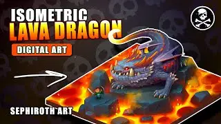 ISOMETRIC LAVA DRAGON in Photoshop! Digital Drawing Process ● Sephiroth Art