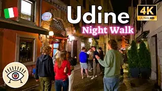 Paseo a pie por la noche italiana en Udine🥂✨ ✅ junio Verano 2024 | 4K UHD 60 FPS