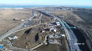 Крым, Керчь, трасса Таврида, ЖД станция, Крымский мост, вид с квадрокоптера