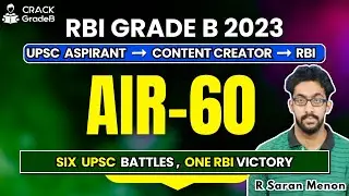 AIR 60: Mr. R. Saran Menon RBI Grade B 2023 toppers: RBI Success Story