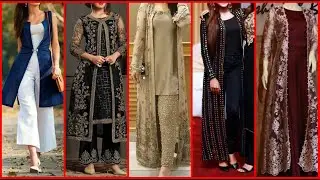 Net Shrug Ideas With Plain Suit | Beautiful Long Shrug Design | Fashion Perfection