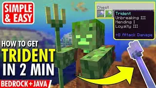 How To Get TRIDENT in LESS THAN 2 MINUTES (Bedrock + Java) - Minecraft (Timestamps)