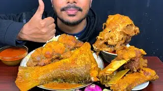 Eating Spicy Beef Chaap Curry,Fish Curry,Goat Head Curry With Rice || Asmr Mukbong Eating Show