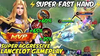 SUPER AGGRESSIVE LANCELOT SUPER FAST HAND GAMEPLAY 2024🔥LANCELOT BEST BUILD 2024 | MLBB