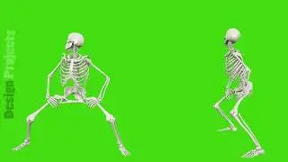 Skeleton dancing. Seamless loop animation on green screen.