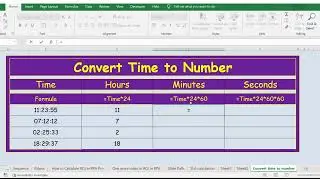 Convert Time to Numbers in Excel