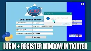 Login and Register Window || Tkinter || Python || attractive login window design for desktop apps