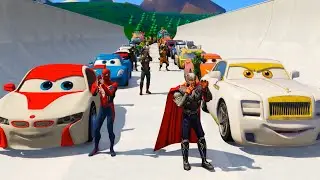 Spiderman Super Heroes Super CARS Race City Hot Wheels and Robocar white Ramp Challenge Супергерои !