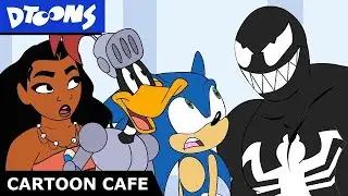 Moana, Space Jam, Sonic, + Venom in Cartoon Cafe! | Cartoon Crossovers by Dtoons