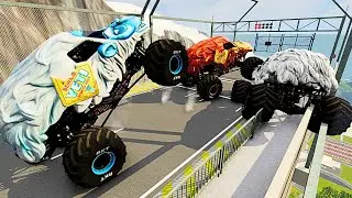 😱 YETI Monster Jam Tag Game Descent & Destruction in BeamNG.drive 🚗