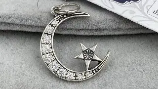 Серебряный кулон Полумесяц со звездой П3168ч, с чернением