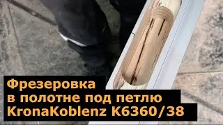 Фрезеровка скрытой петли KronaKoblenz K6360/38 на дверное полотно с профилем торца Syberia 05