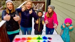 Learn English Colors! Rainbow Snow Shapes with Sign Post Kids!