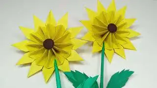 How to Make A Paper Sunflower Easily | Making Origami Sunflower Step-By-Step!
