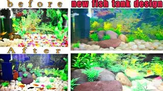 FISH TANK SIMPLE DESIGN IN STONES/tank cleaning #fishtank