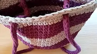 Мой любимый рюкзачок из трикотажной пряжи крючком❤